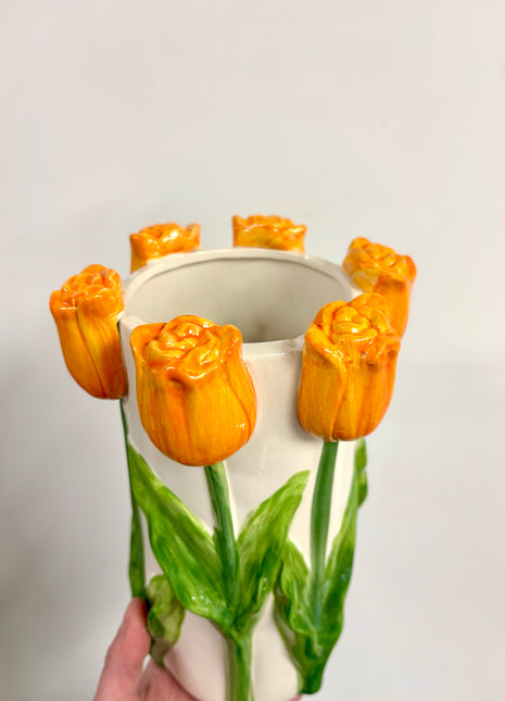Orange tulip vase