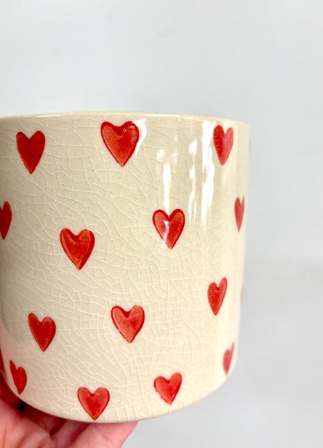 Red heart plant pot small