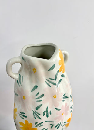 Floral handled vase