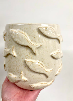 Fish plant pot natural
