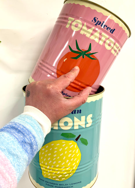 LARGE Lemon/tomato tins