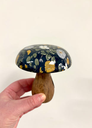 Dark spring wooden mushroom