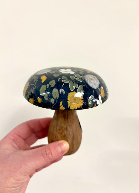 Dark spring wooden mushroom