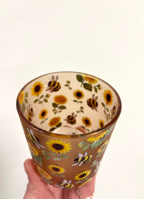 Bee and sunflower candle holder