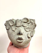 Lady concrete head pot