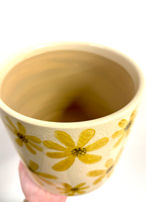 Yellow flower set of 3 pots