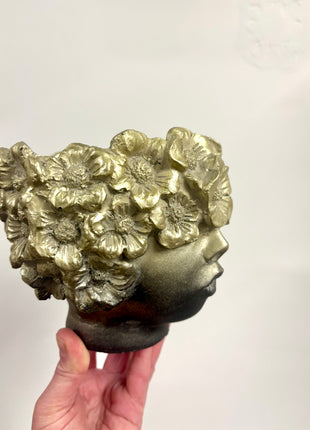 Gold floral planter