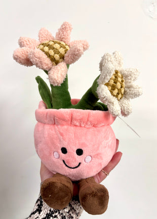 Flowerpot doorstop pink