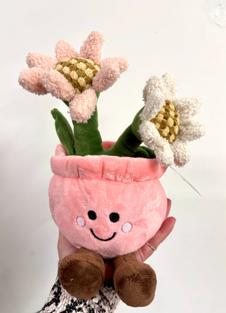 Flowerpot doorstop pink