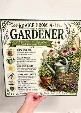Advice from a gardener plaque