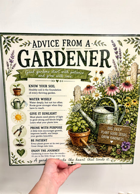 Advice from a gardener plaque