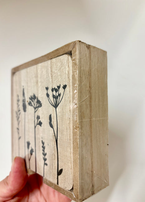 Wooden coaster set in holder