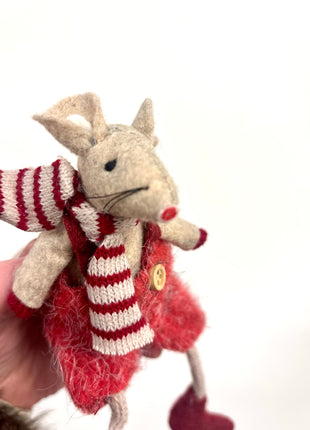 Mouse sitting with scarf