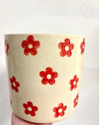 Red floral set of 3 pots