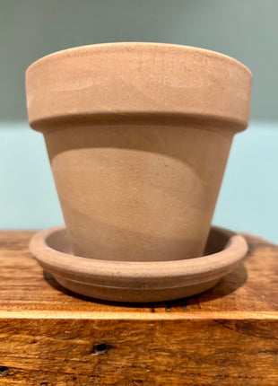 Terracotta Choco Grey Pot and Tray