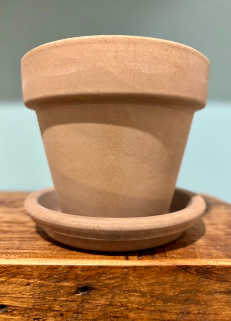 Terracotta Choco Grey Pot and Tray