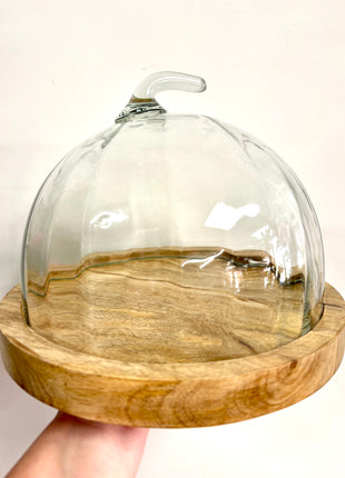 Pumpkin cake plate glass dome