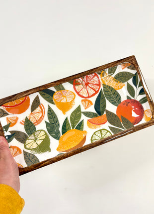 Citrus enamelled tray white