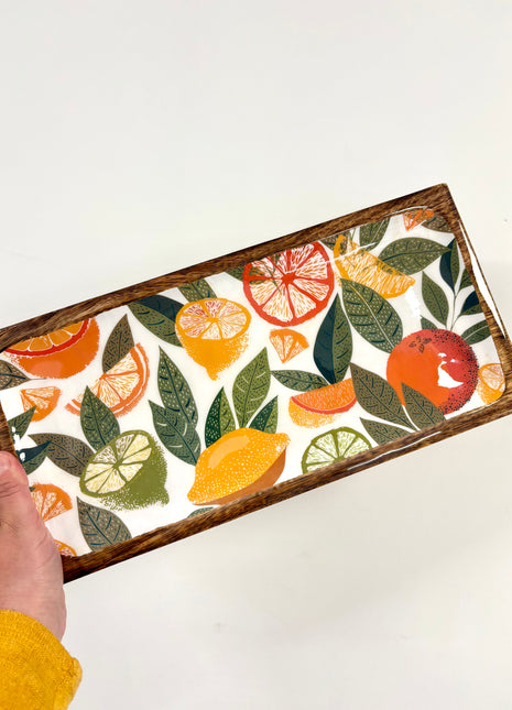 Citrus enamelled tray white
